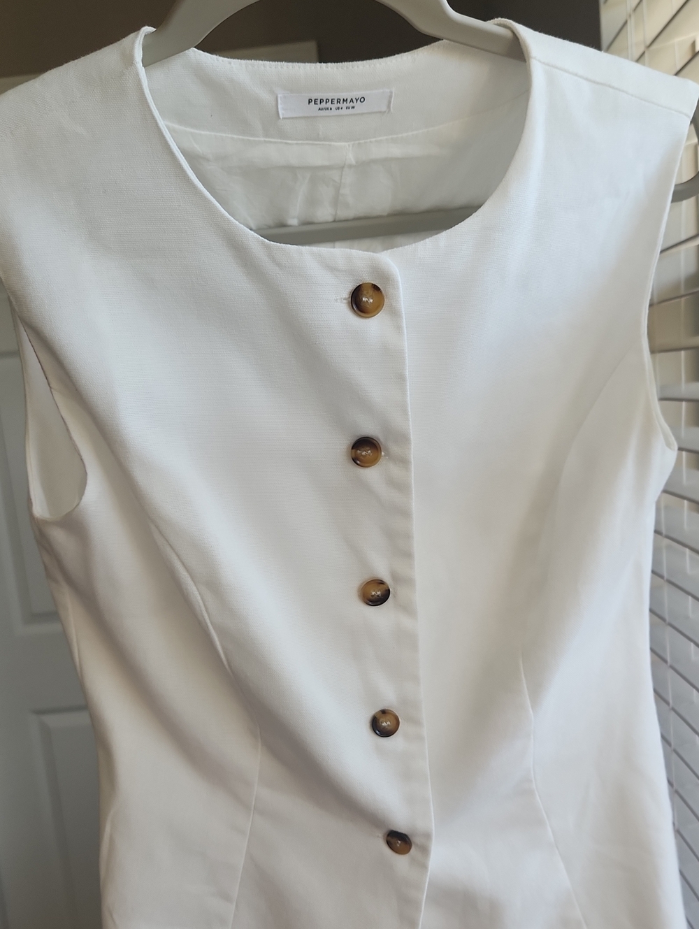 Peppermayo Sleeveless Button-Front Vest with Tortoiseshell Buttons